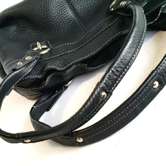 COACH Penelope Ruffled Black Pebbled Leather Satchel #13164 - Picture 11 of 14